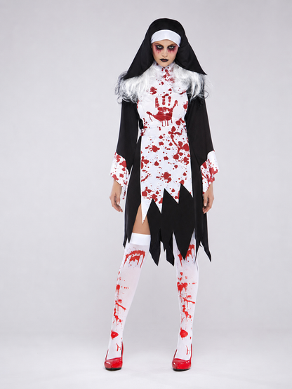 Cosplay Costume with Bloodstains, White and Black