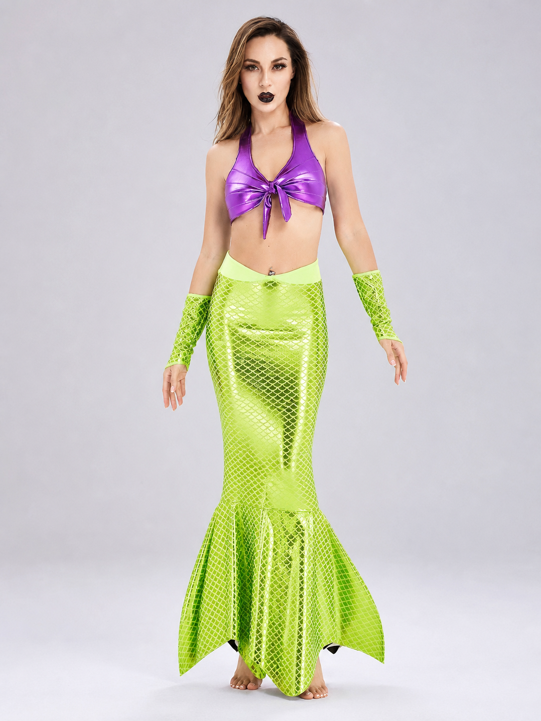 Mermaid Costume with Lace-Up Top and Fish-Tail Skirt