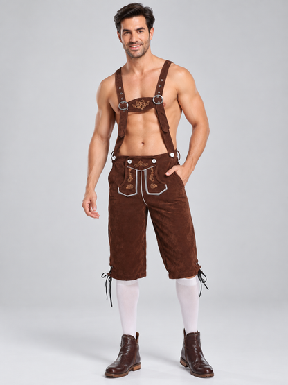 Brown Bavarian trousers with suspenders for Oktoberfest