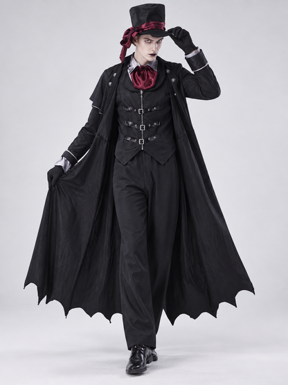 Gothic Black and Red Cosplay Costume with Cape