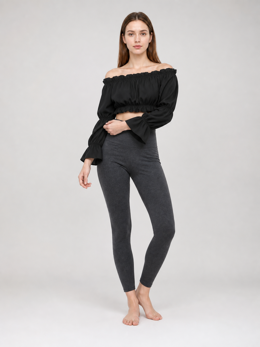 Cropped Off-the-Shoulder Top with Sleeves