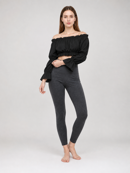 Cropped Off-the-Shoulder Top with Sleeves