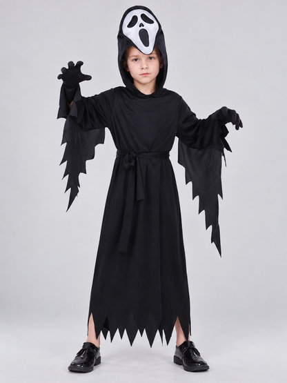 Cosplay Costume with Hood, Mask, and Ripped Edges