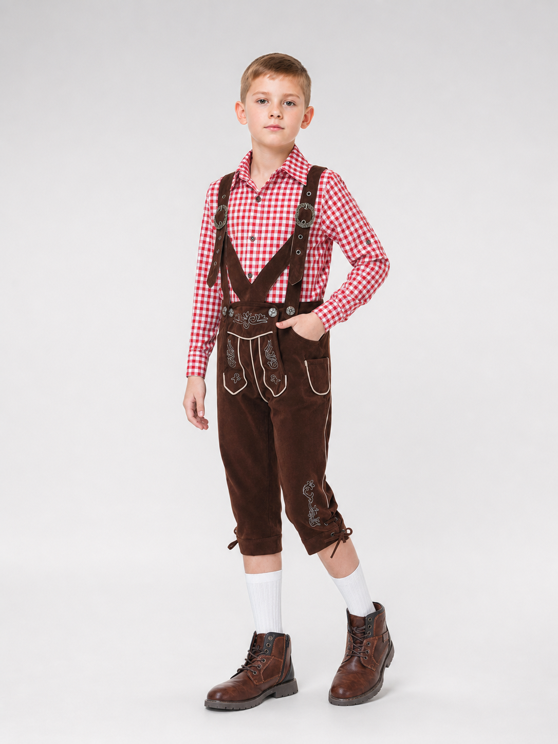 Folk-Style Costume: Plaid Shirt and Pants