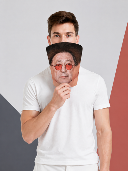 Halloween Mask with Red Glasses and Black Hair