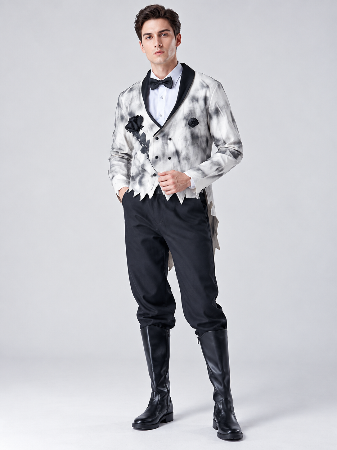 Halloween Costume: White Jacket, Shirt, Pants, Brooch