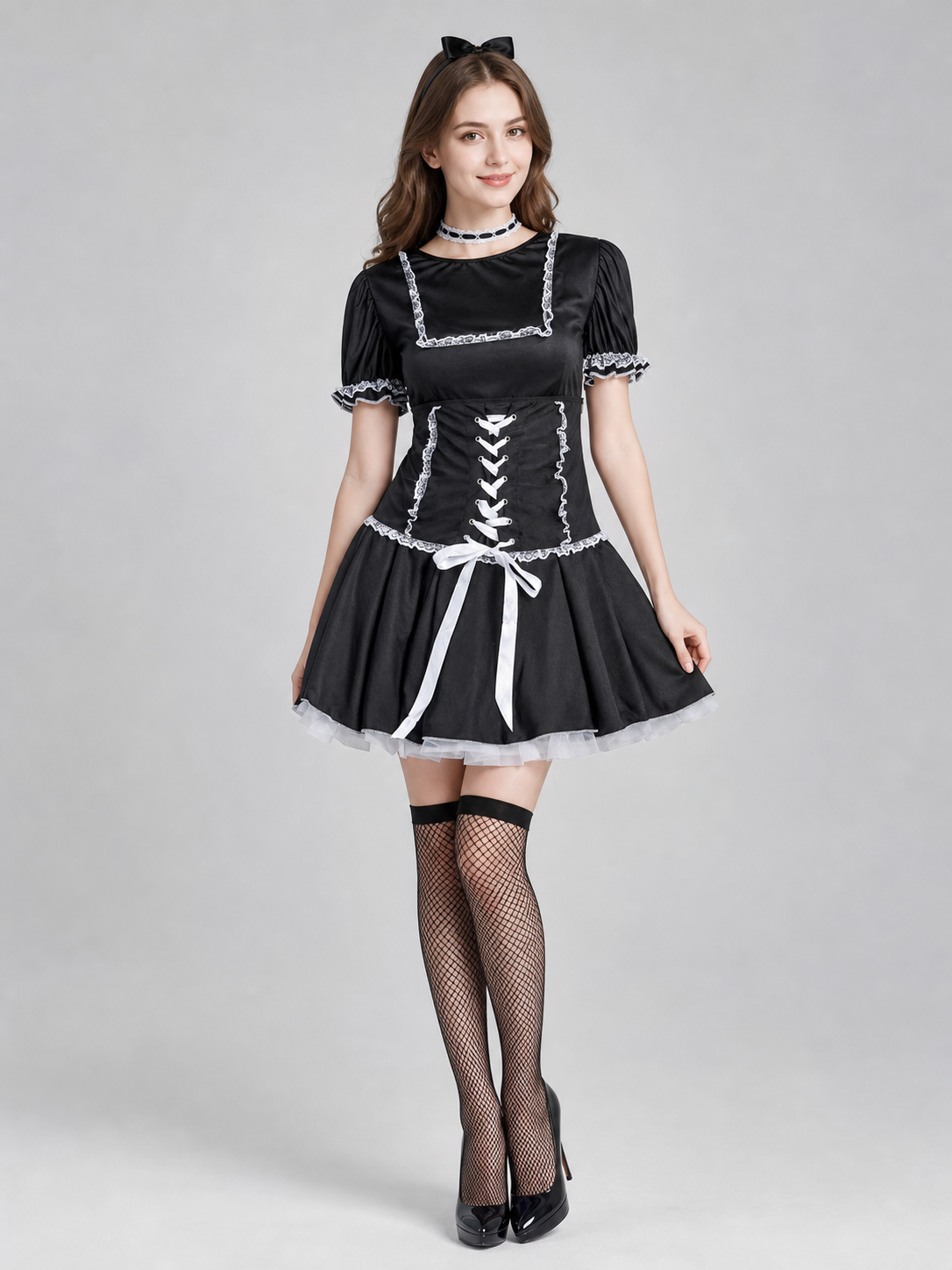 Gothic Lace and Bow Dress Set