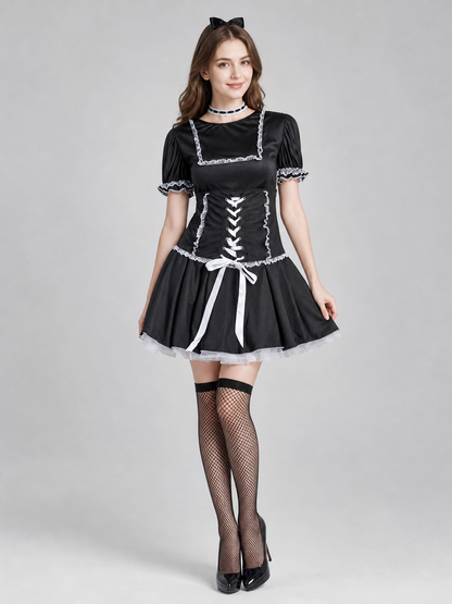 Gothic Lace and Bow Dress Set