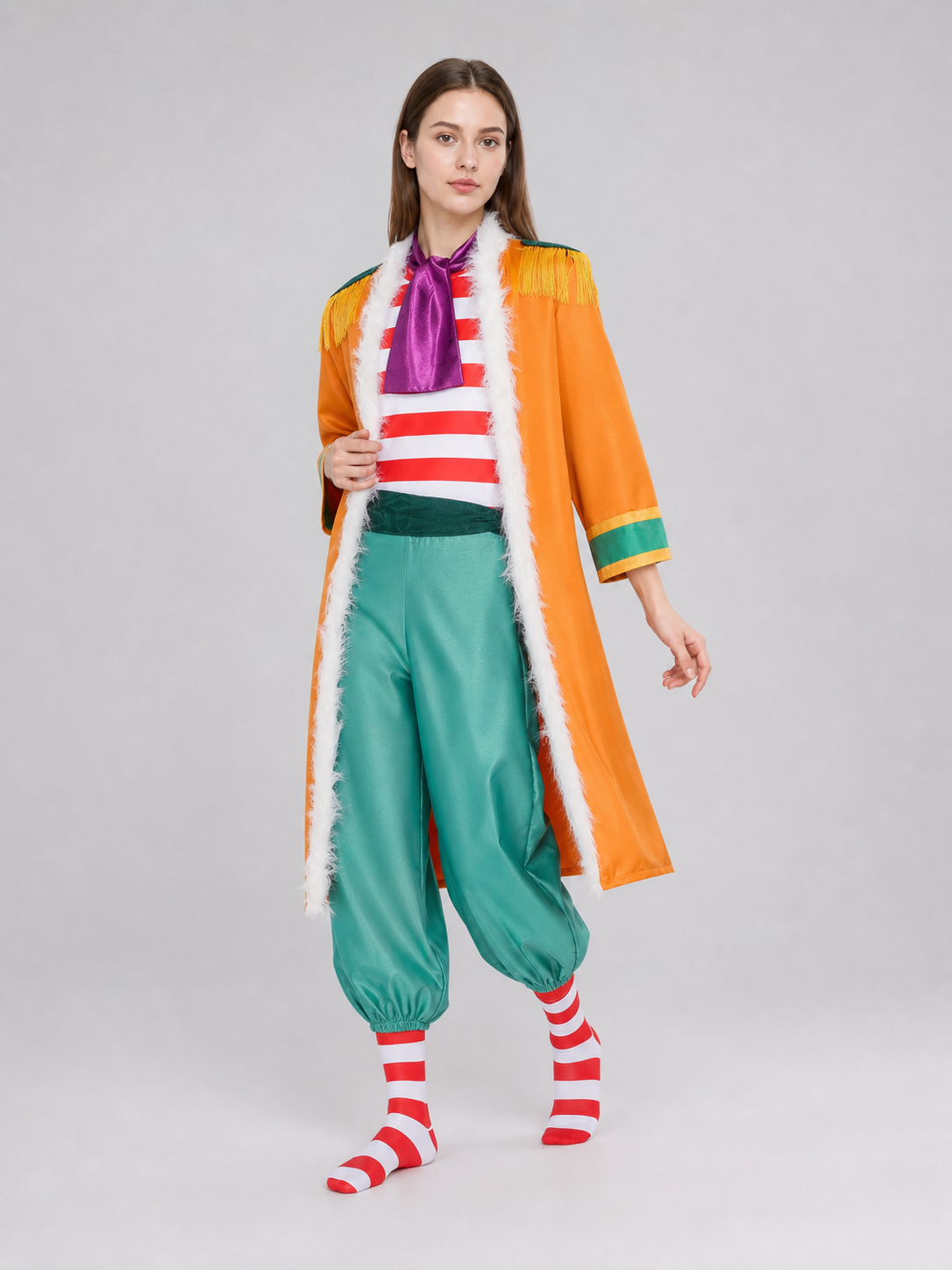 One Piece Buggy Cosplay Costume, 7 Pieces