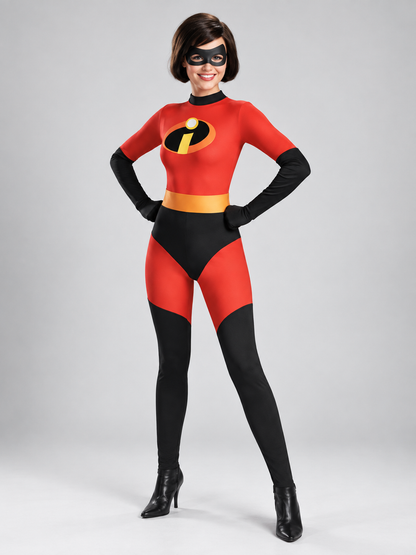 Red Superhero Costume with Mask and Gloves