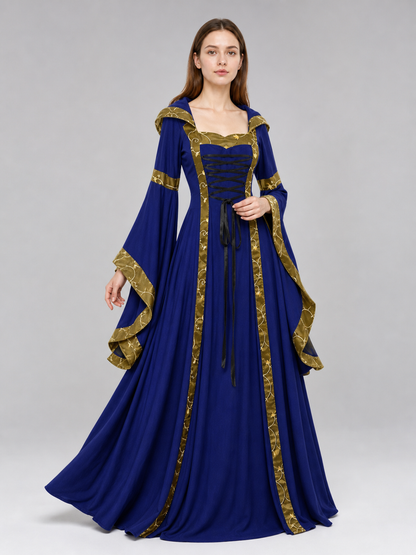 Medieval Hooded Lace-Up Dress