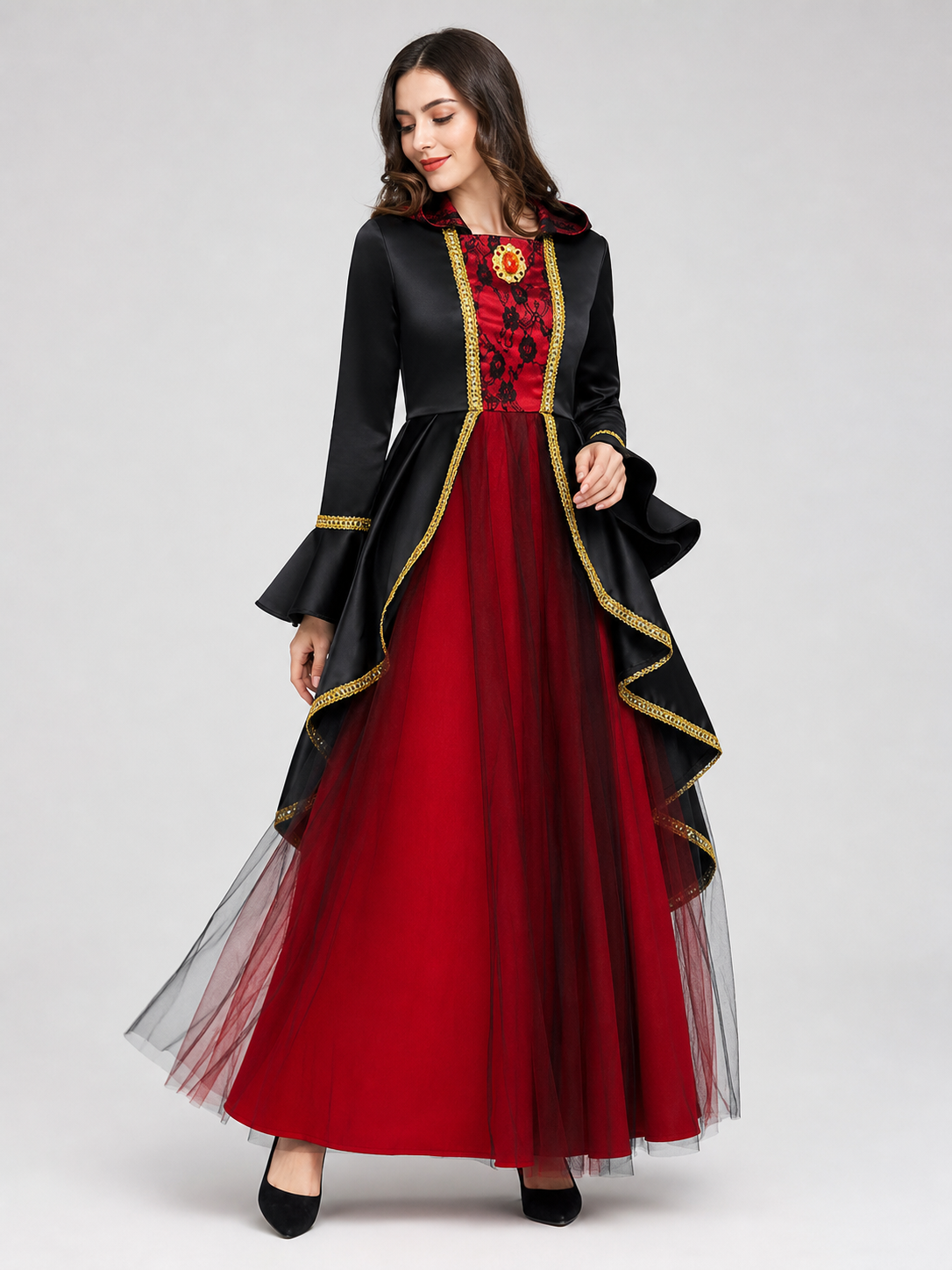 Black and red hooded costume dress