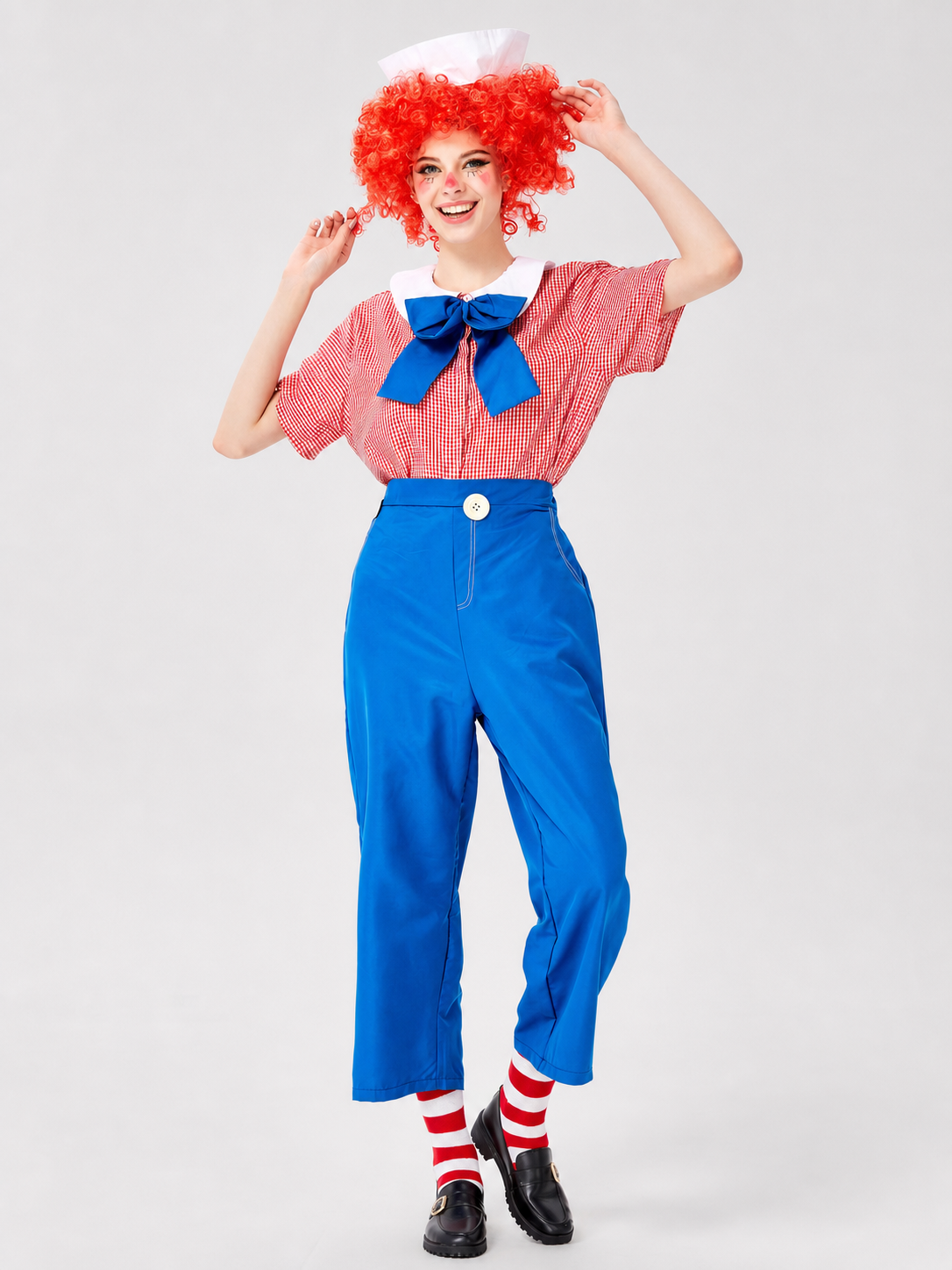 Circus-Style Clown Costume with Bow and Pants