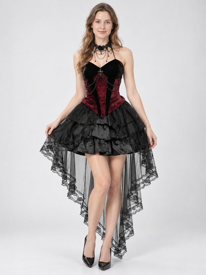 Black and Burgundy Vampire Costume with Corset
