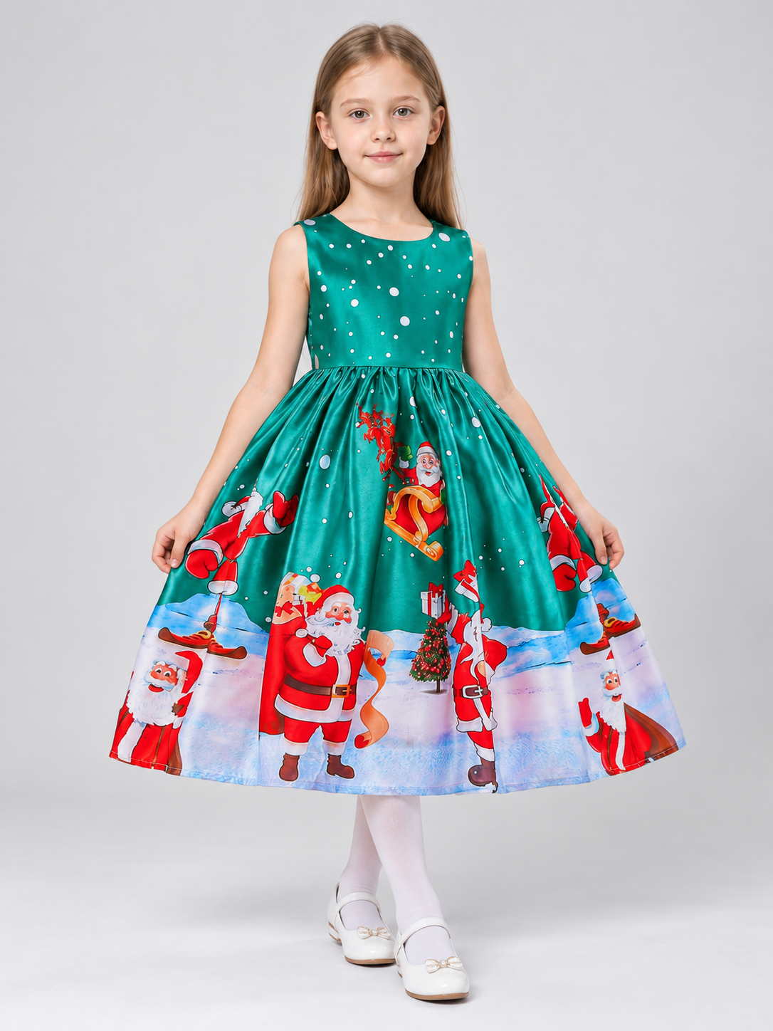 Children's Holiday Dress with Christmas Print