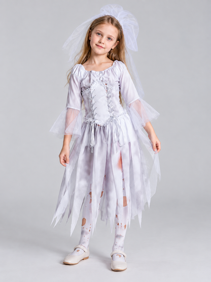 Ghost Bride Costume with Veil and Corset