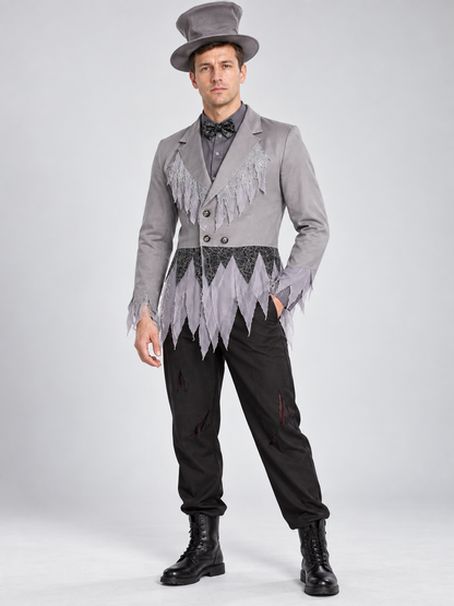 Vampire carnival costume with gray hat and bow tie