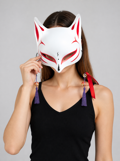 Fox Carnival Mask, Half Mask with Tassels for Halloween Costume Masks detail