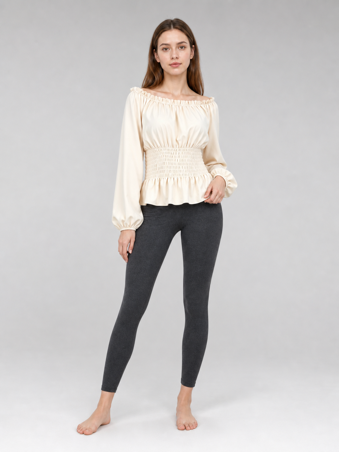 Off-the-Shoulder Blouse with Puff Sleeves