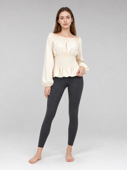 Off-the-Shoulder Blouse with Puff Sleeves