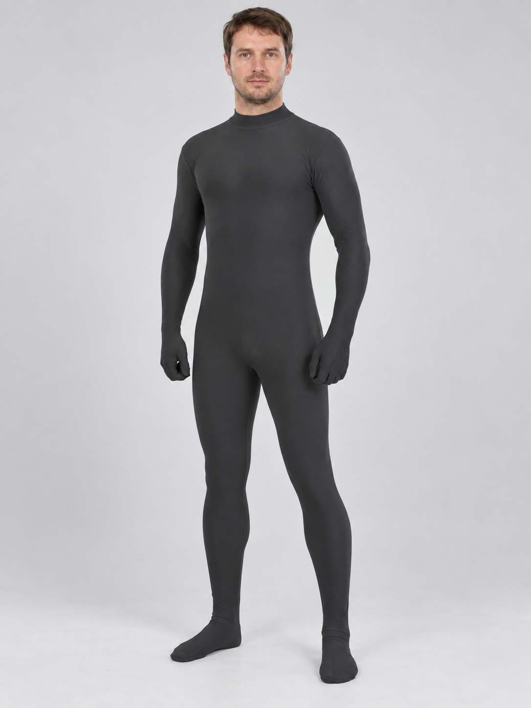 Fitted Black Jumpsuit with High Neck