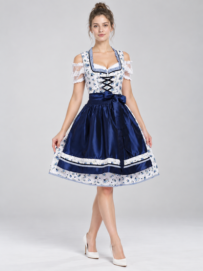 Bavarian-Style Dress for Oktoberfest with Apron