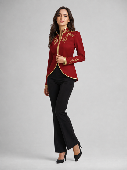 Embroidered Cosplay Jacket, Red with Gold