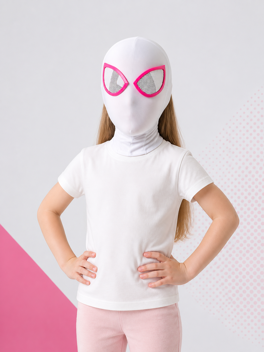White and Pink Halloween and Cosplay Carnival Mask Costume Masks detail