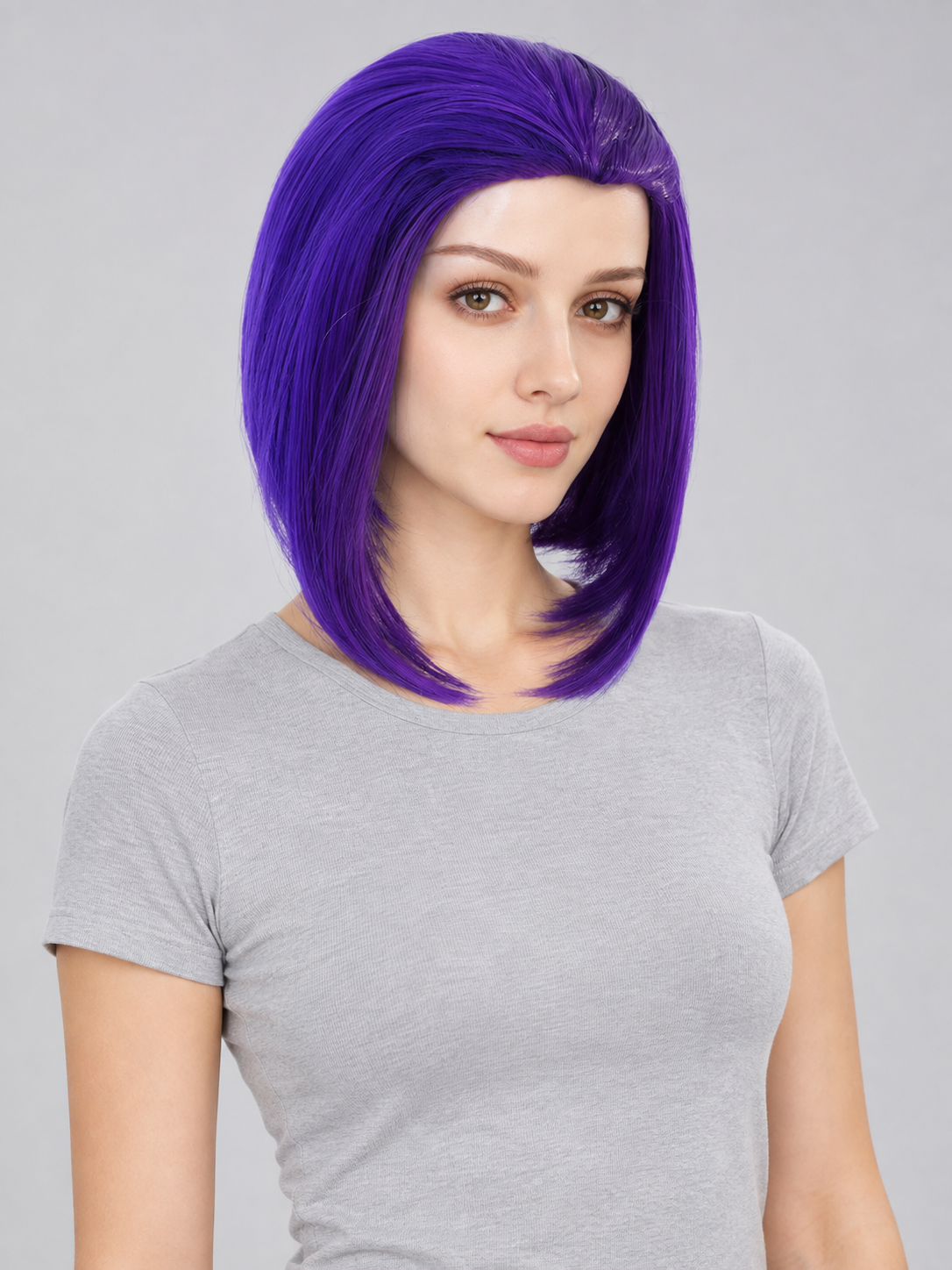 Purple Bob Cosplay Wig with Side Part Costume Wigs detail