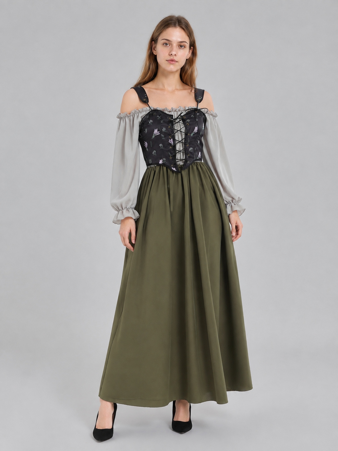 Carnival Costume with Long Dress and Vest Costume Dresses detail