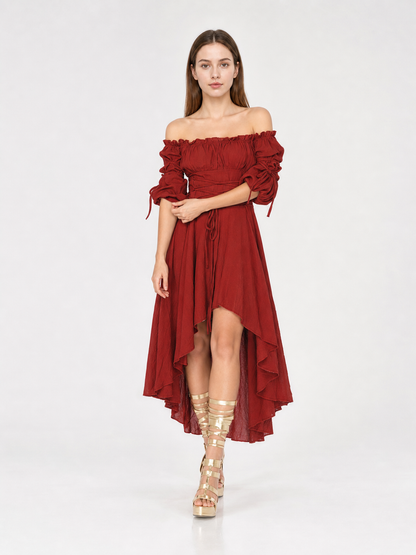 Retro Stage Dress with Asymmetrical Skirt