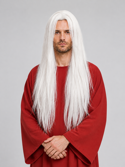 Long Straight White Wig, 75 cm, for Cosplay and Halloween Costume Wigs detail
