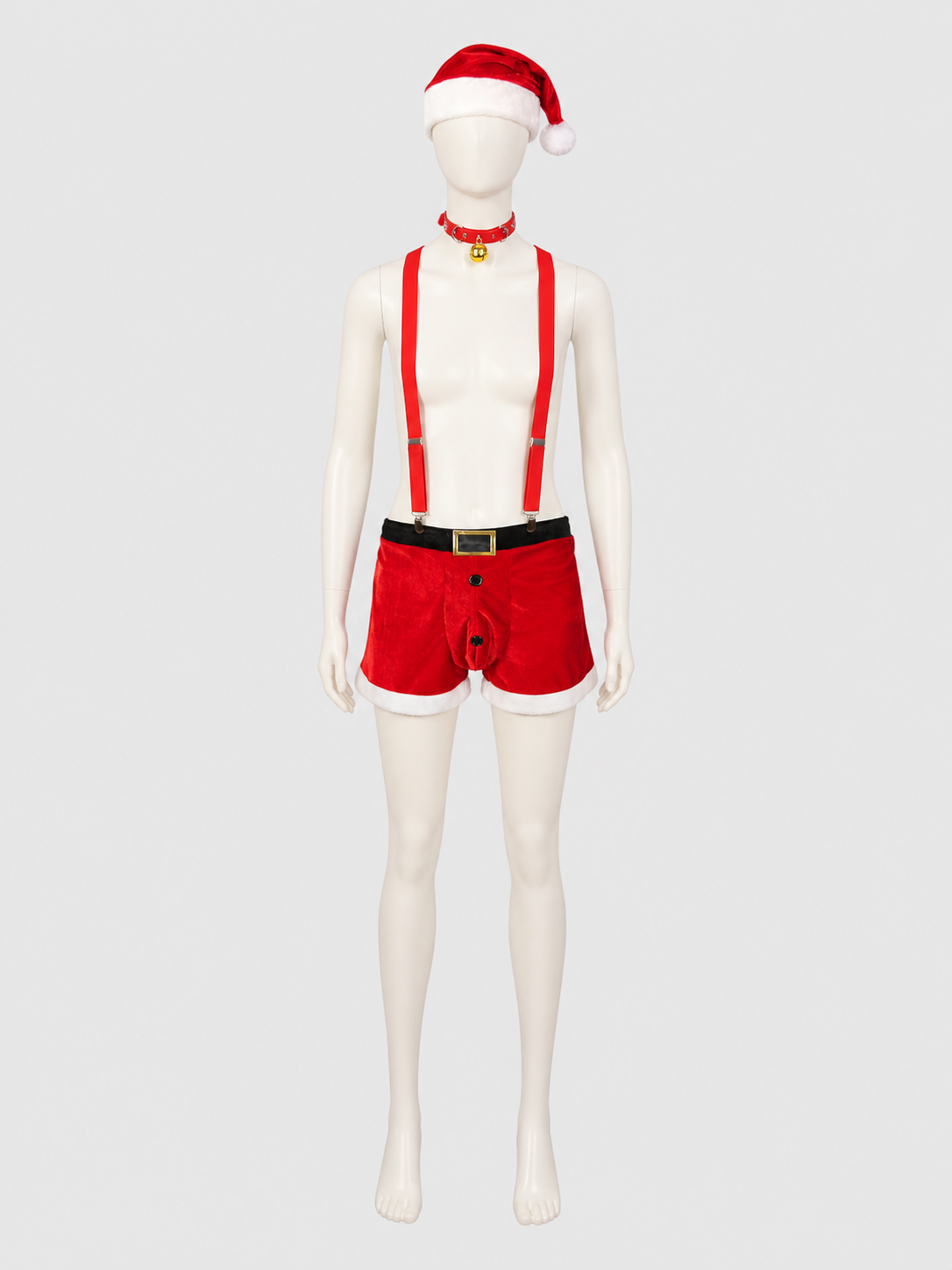 Christmas costume with shorts, hat, and collar