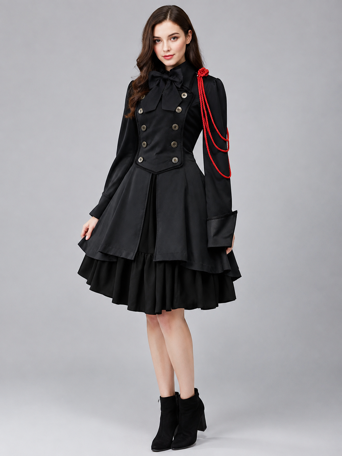 Gothic Dress with Bow and Back Lacing Costume Dresses detail