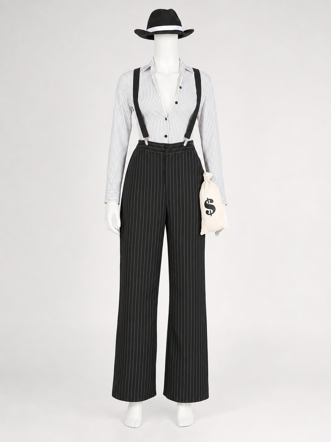 Striped Stage Costume with Suspenders and Pants
