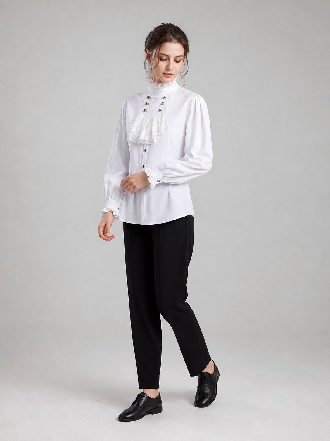 Cosplay Shirt with Jabot and High Collar