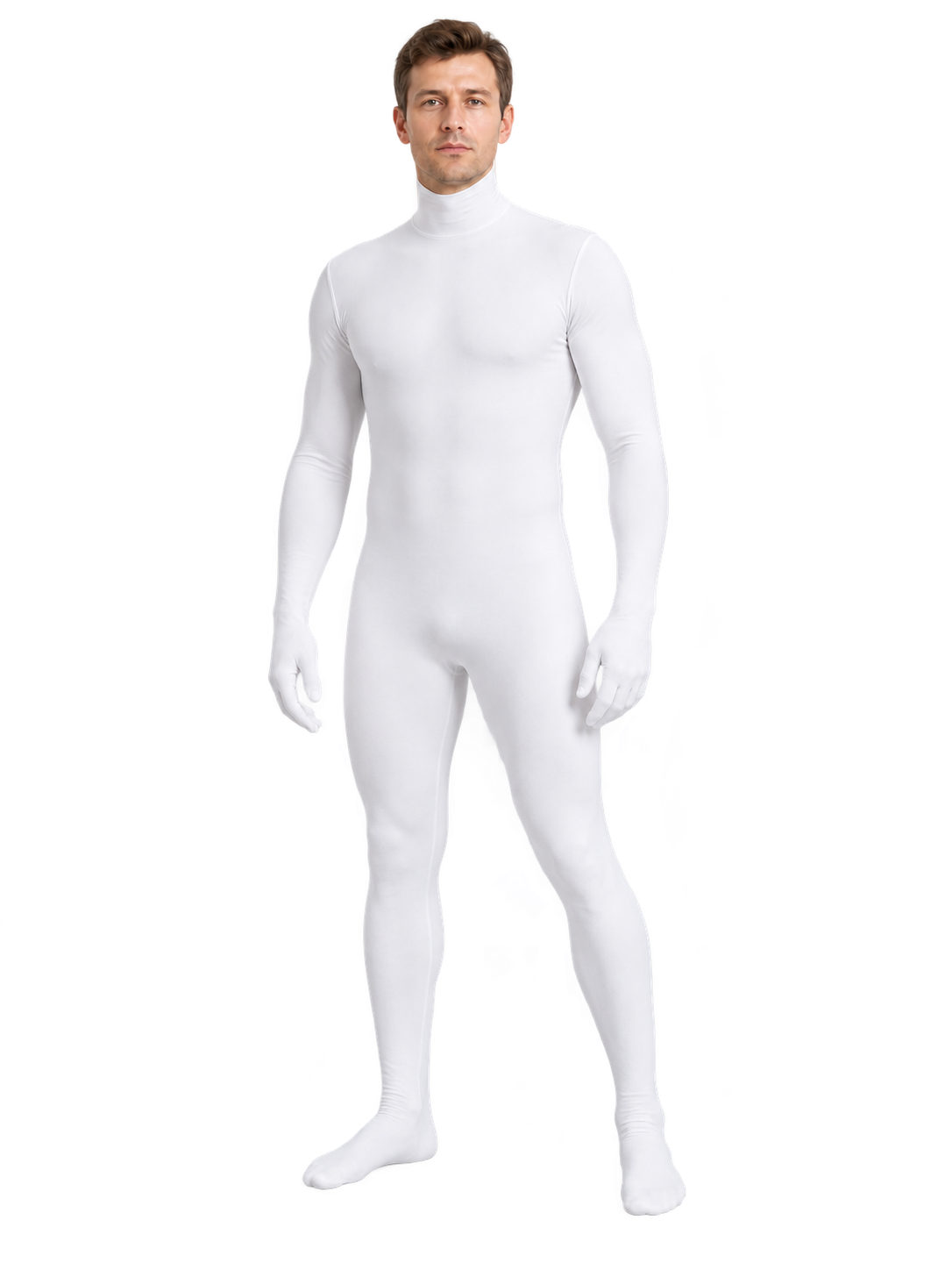 White Hooded Bodysuit with Long Sleeves