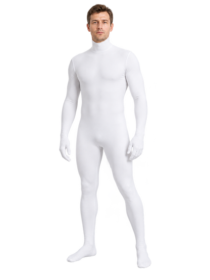 White Hooded Bodysuit with Long Sleeves