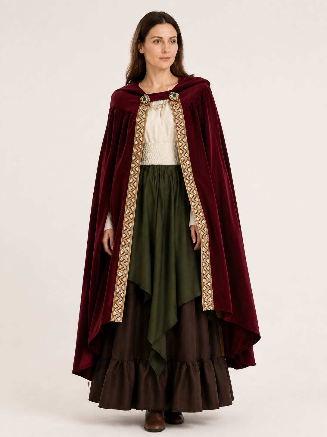 Medieval Hooded Cape for the Stage Costume Capes detail