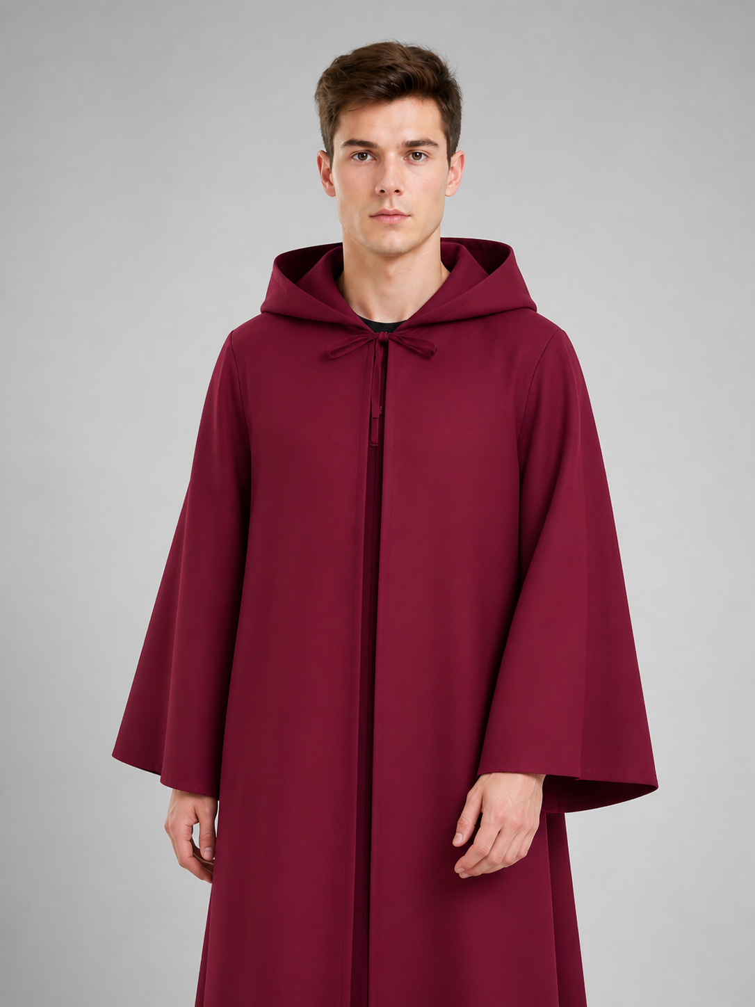Burgundy Carnival Cloak with Pointed Hood