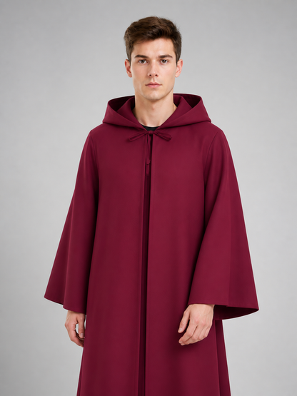 Burgundy Carnival Cloak with Pointed Hood