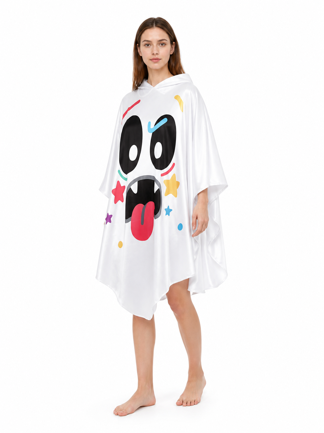 Hooded Cape with Ghost Print Costume Capes detail 2