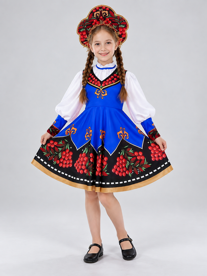 Kids' Stage Costume Sundress Russian Folk Style Blue