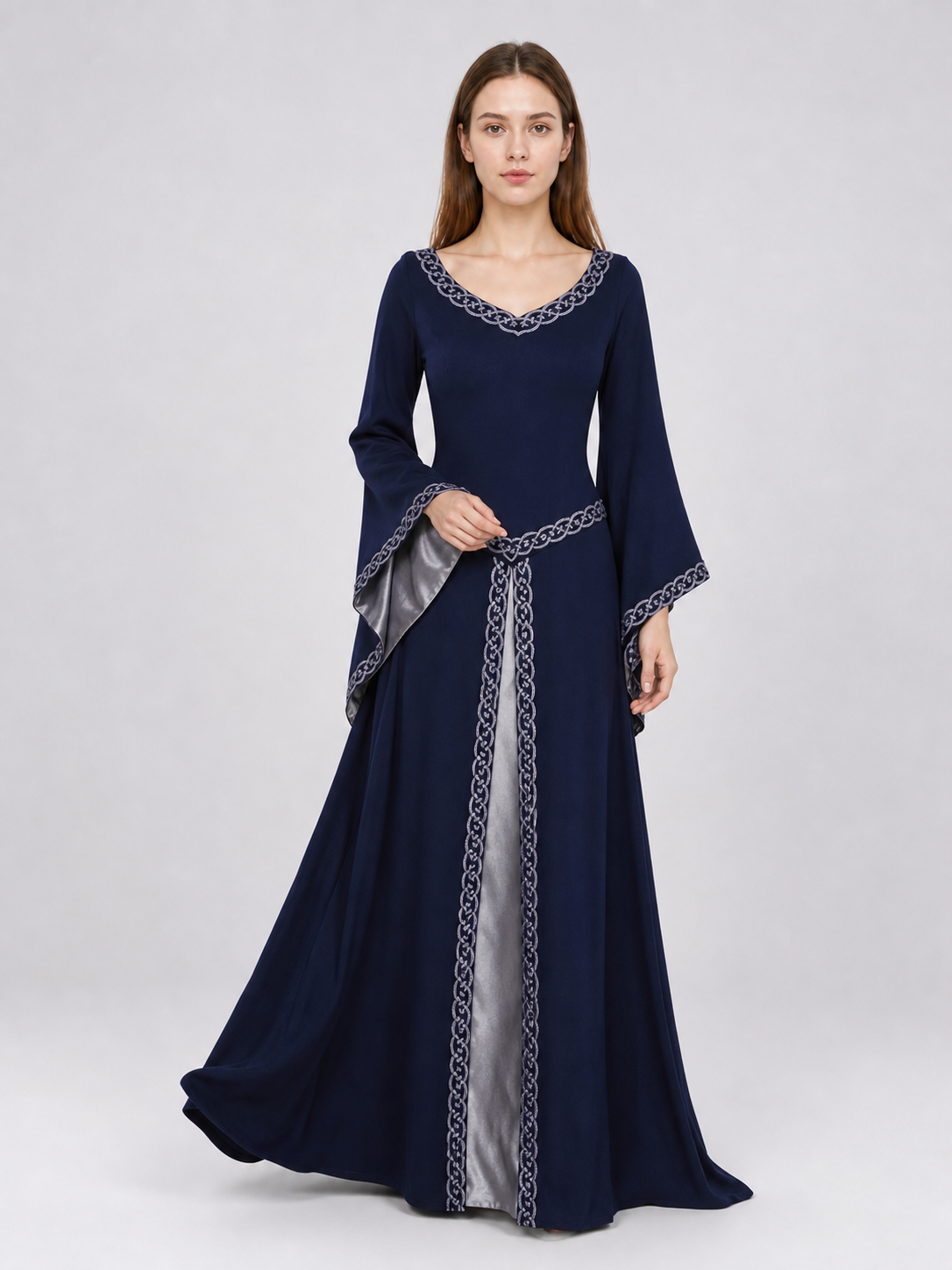 Long-Sleeve Medieval-Style Maxi Dress