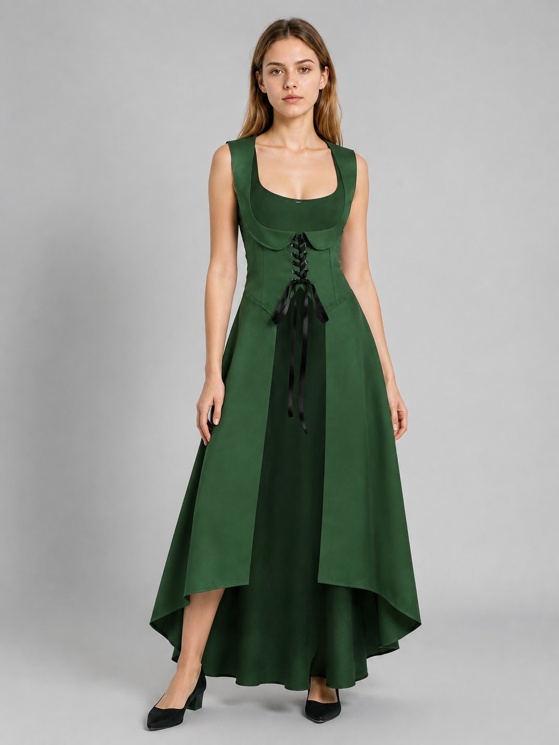 Dark Green Lace-Up Cosplay Dress Costume Dresses detail