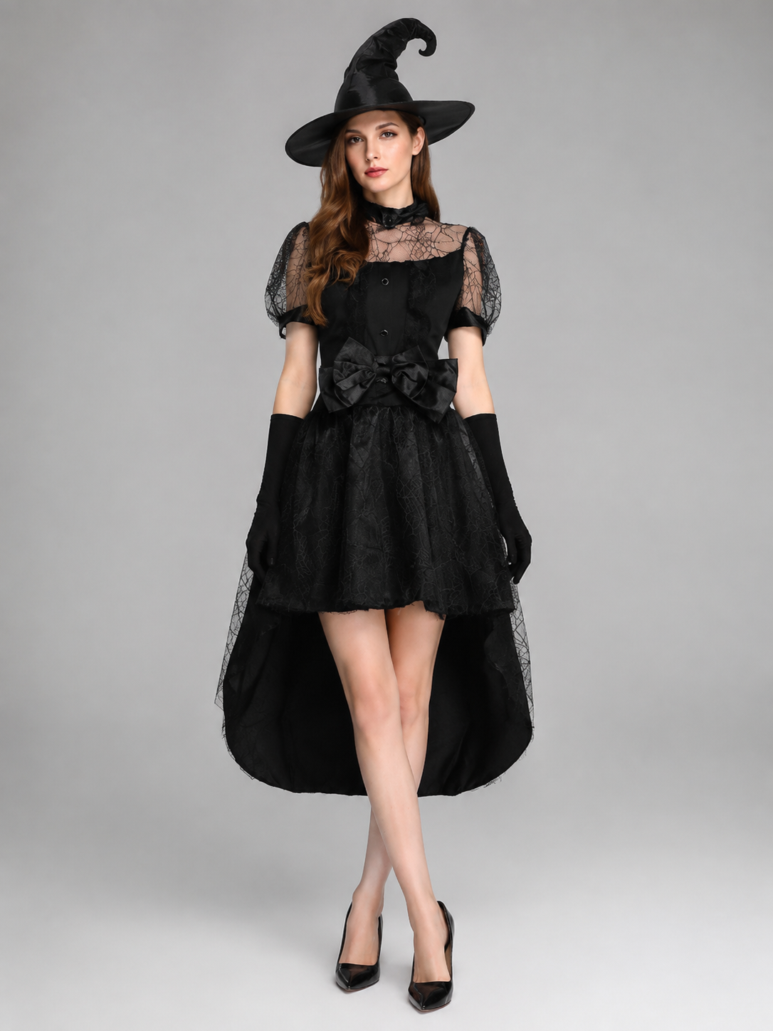 Black Witch Costume: Dress, Hat, and Gloves Costume Dresses detail