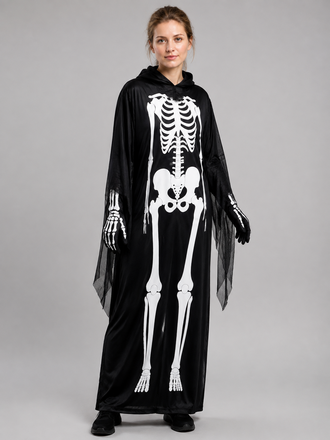 Skeleton Costume with Mask and Gloves Costume Masks detail