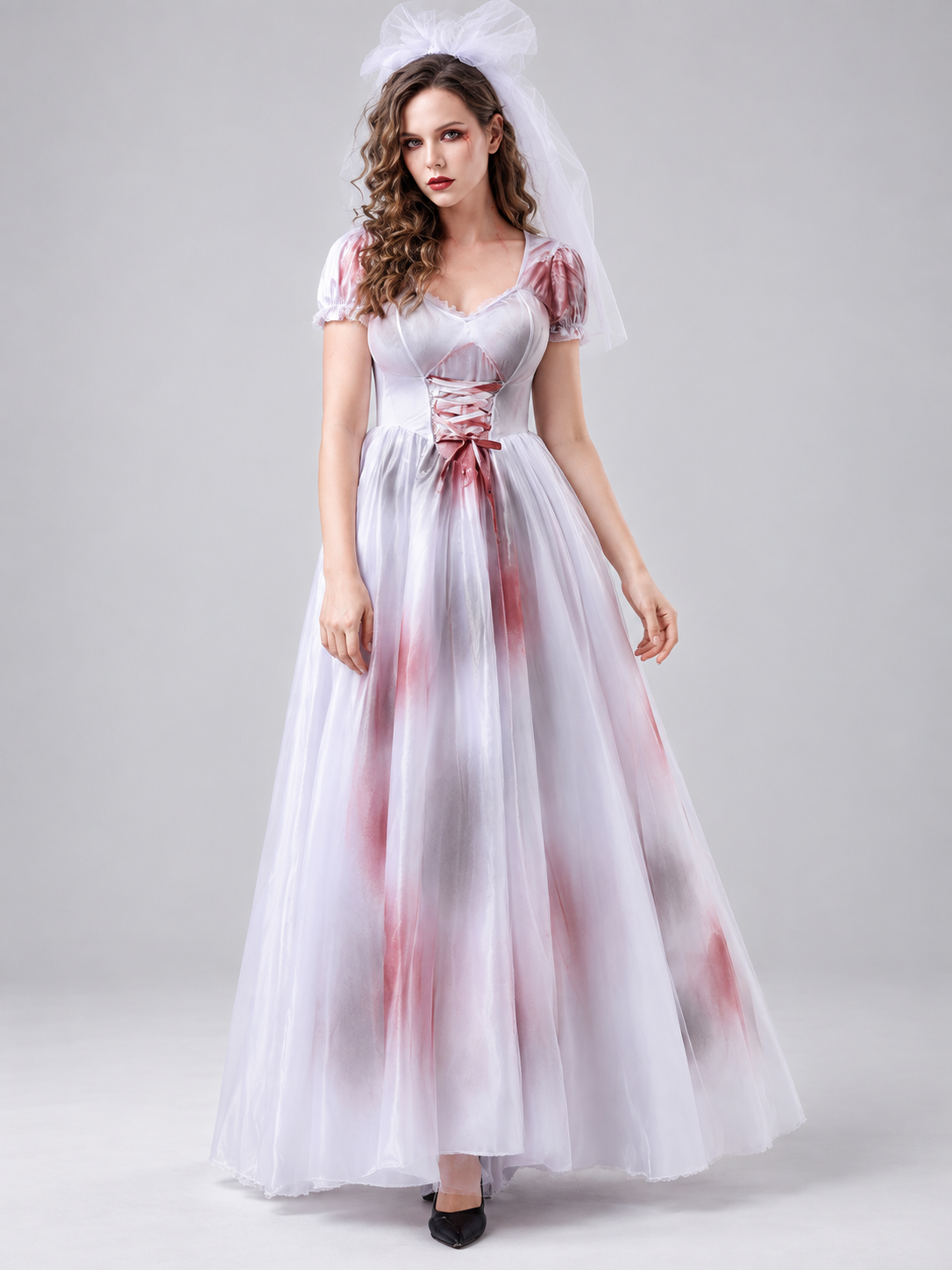 Ghost Bride Halloween Costume with Veil