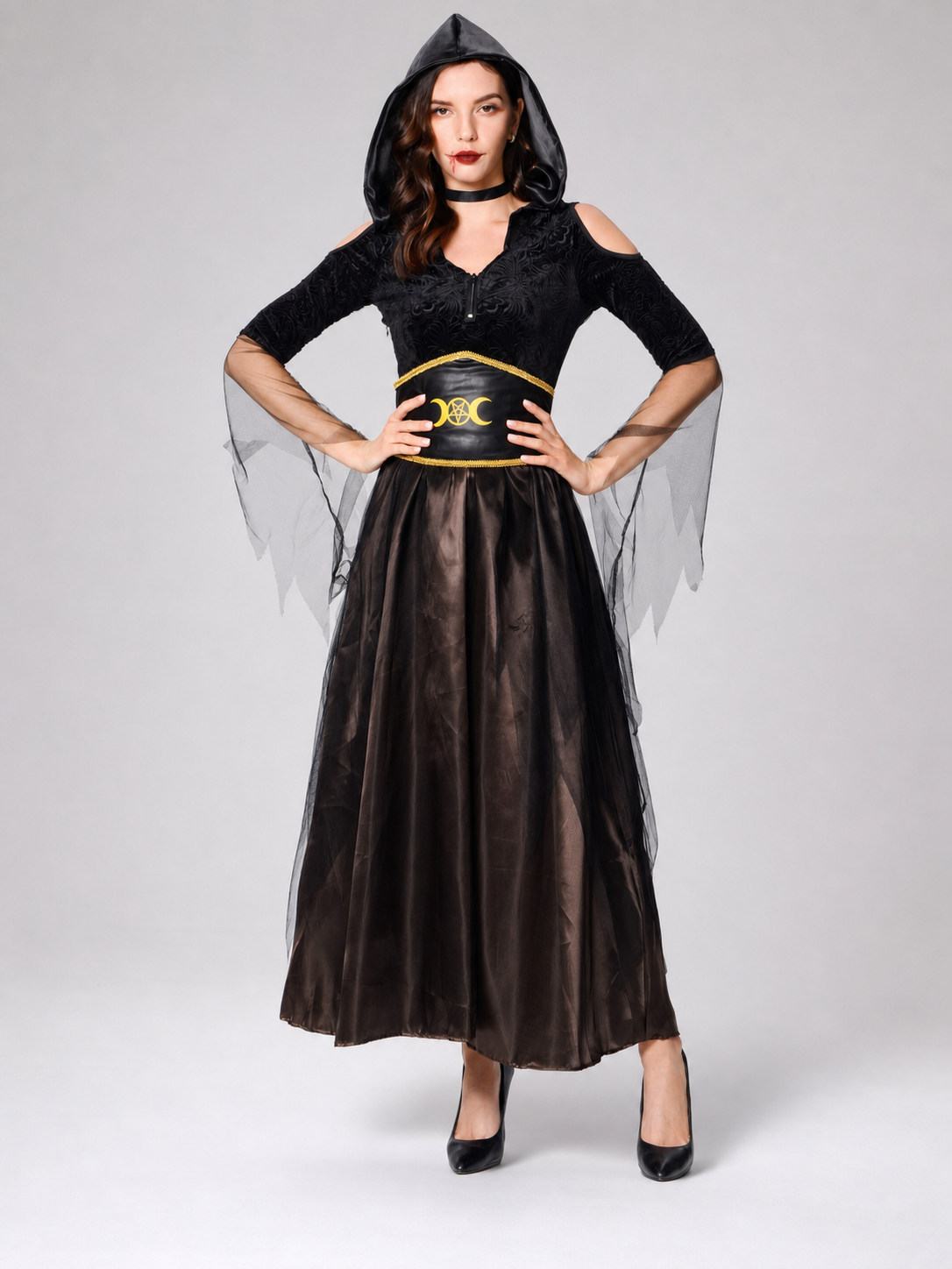 Halloween Witch Costume, Cosplay, Black Cape