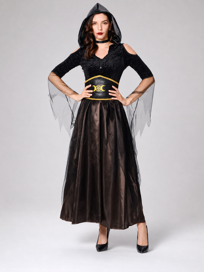 Halloween Witch Costume, Cosplay, Black Cape